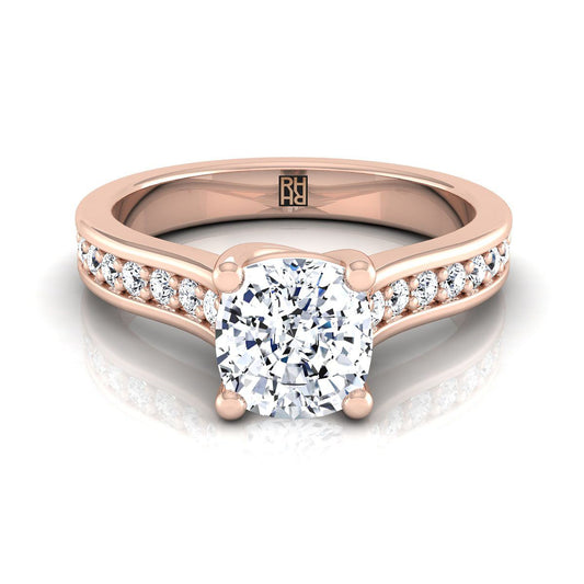 14K Rose Gold Cushion Diamond Channel Set Engagement Ring -1/3ctw