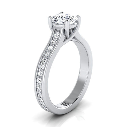 14K White Gold Cushion Diamond Channel Set Engagement Ring -1/3ctw