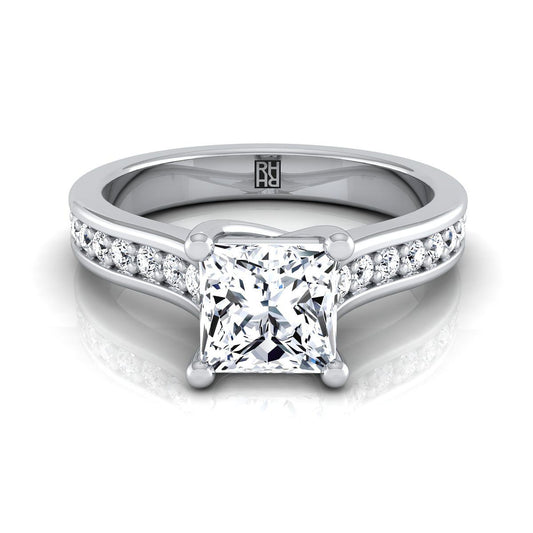 Platinum Princess Cut Diamond Channel Set Engagement Ring -1/3ctw