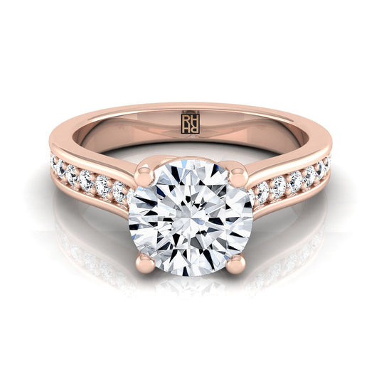 14K Rose Gold Round Brilliant Diamond Channel Set Engagement Ring -1/3ctw