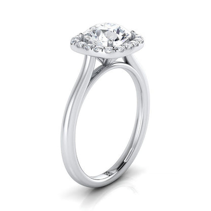 Platinum Round Brilliant Diamond Classic Prong Set Diamond Halo Engagement Ring -1/5ctw