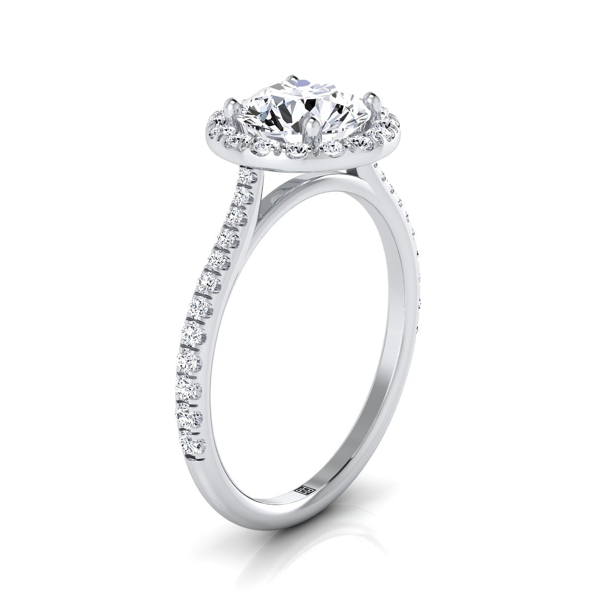 Platinum Aquamarine Aquamarine Halo Diamond Pave Engagement Ring -3/8ctw