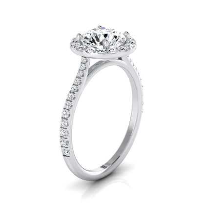 14K White Gold Garnet Garnet Halo Diamond Pave Engagement Ring -3/8ctw
