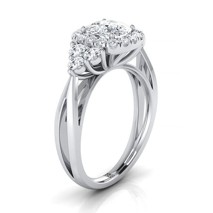 18K White Gold Cushion Open Twisted Triple Diamond Engagement Ring -5/8ctw