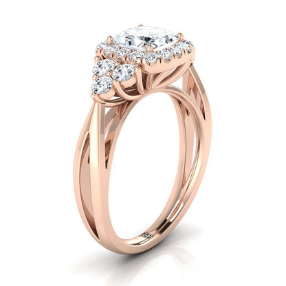 14K Rose Gold Princess Cut Open Twisted Triple Diamond Engagement Ring -5/8ctw