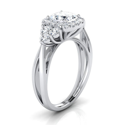 18K White Gold Princess Cut Open Twisted Triple Diamond Engagement Ring -5/8ctw