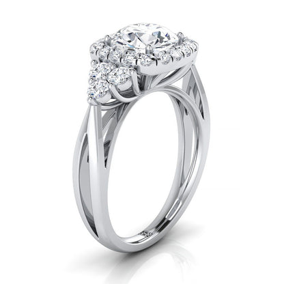 18K White Gold Round Brilliant Open Twisted Triple Diamond Engagement Ring -5/8ctw