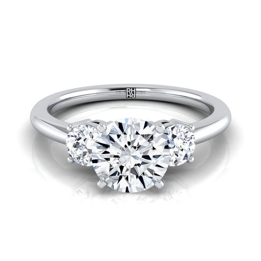 14K White Gold Round Brilliant Diamond Perfectly Matched Round Three Stone Diamond Engagement Ring -1/4ctw