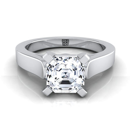 Platinum Asscher Cut  Cathedral Style Solitaire Engagement Ring