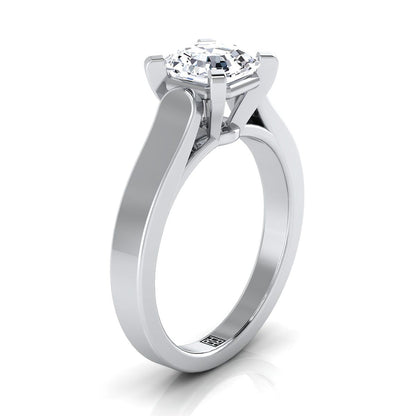 Platinum Asscher Cut  Cathedral Style Solitaire Engagement Ring