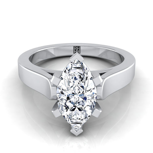 18K White Gold Marquise   Cathedral Style Solitaire Engagement Ring
