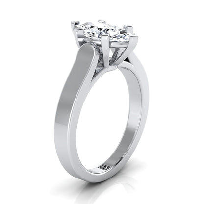 18K White Gold Marquise   Cathedral Style Solitaire Engagement Ring