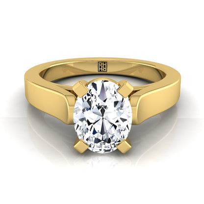18K Yellow Gold Oval  Cathedral Style Solitaire Engagement Ring