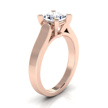 14K Rose Gold Princess Cut  Cathedral Style Solitaire Engagement Ring