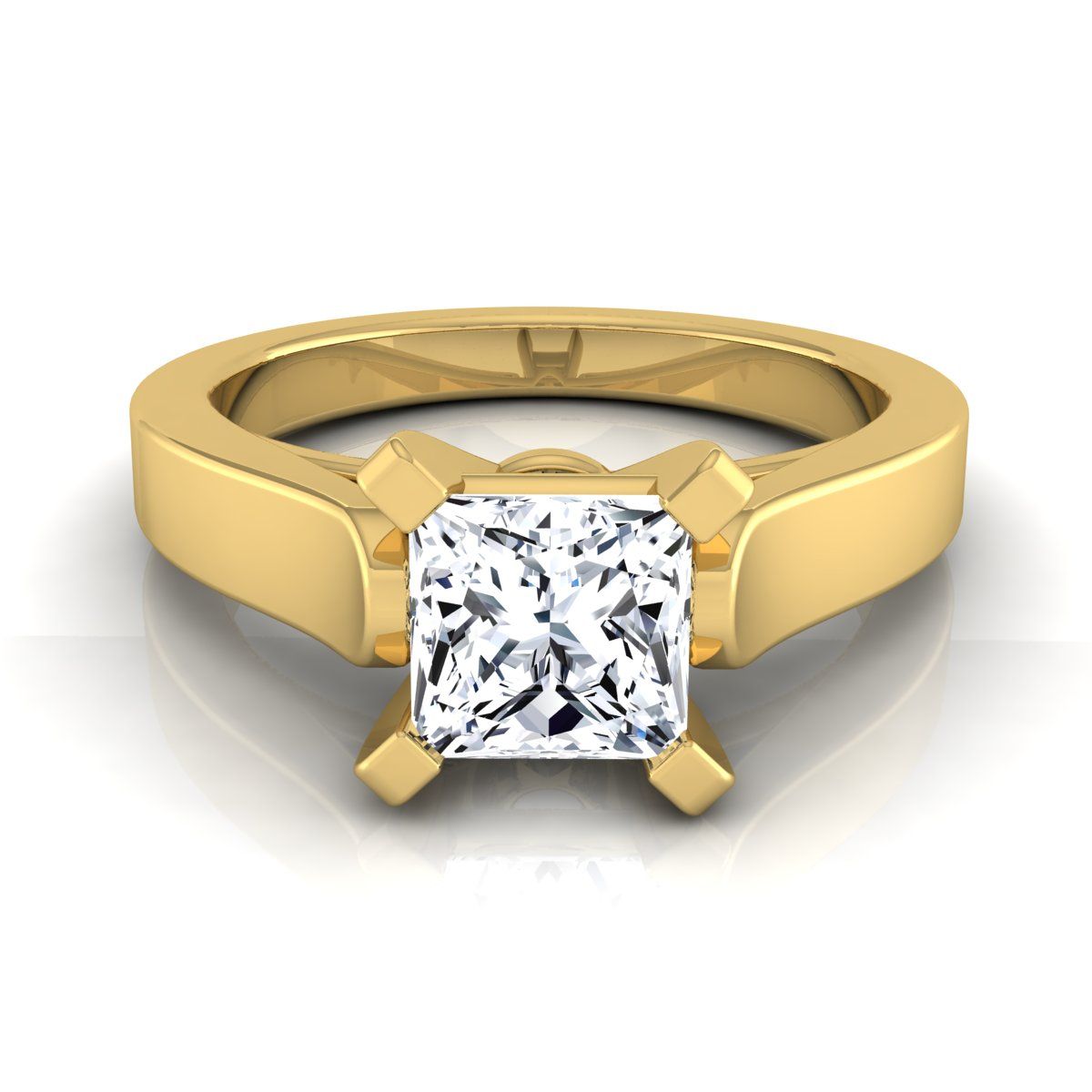 Cathedral Engagement Ring with Princess Lab Diamond in 14K Yellow Gold, 1 ct | RockHer