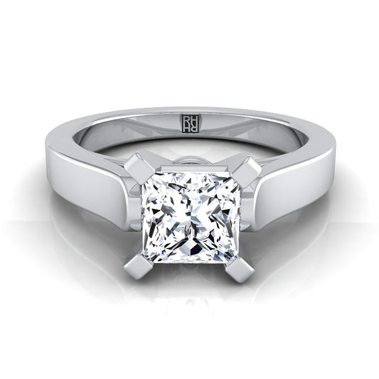 Platinum Princess Cut  Cathedral Style Solitaire Engagement Ring