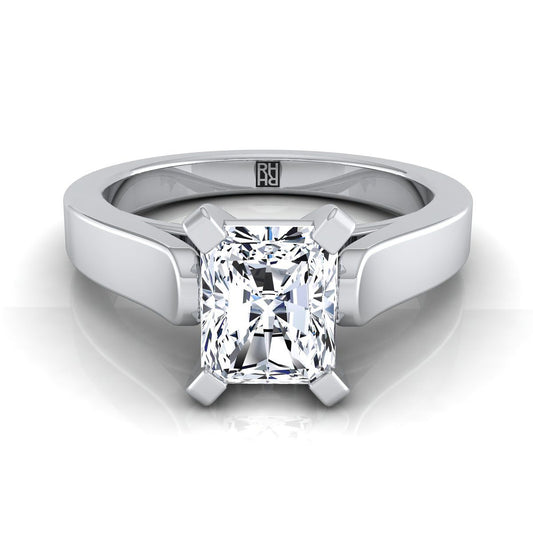 Platinum Radiant Cut Center  Cathedral Style Solitaire Engagement Ring