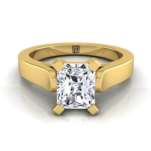 14K Yellow Gold Radiant Cut Center  Cathedral Style Solitaire Engagement Ring