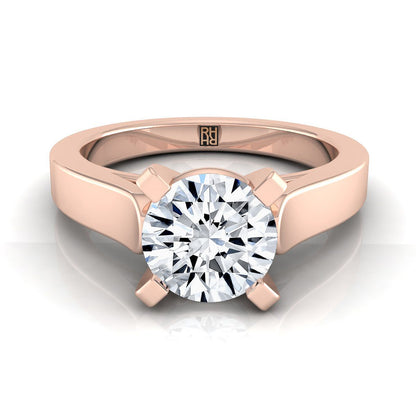 14K Rose Gold Round Brilliant  Cathedral Style Solitaire Engagement Ring
