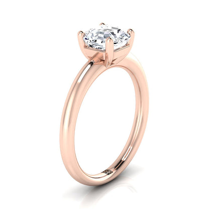 14K Rose Gold Asscher Cut Rounded Comfort Fit Solitaire Engagement Ring