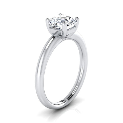 18K White Gold Asscher Cut Rounded Comfort Fit Solitaire Engagement Ring