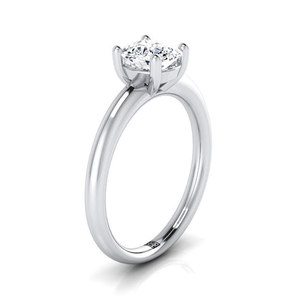 18K White Gold Cushion Rounded Comfort Fit Solitaire Engagement Ring