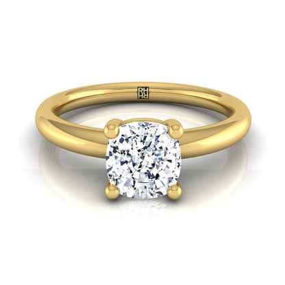 18K Yellow Gold Cushion Rounded Comfort Fit Solitaire Engagement Ring
