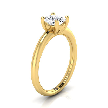 14K Yellow Gold Cushion Rounded Comfort Fit Solitaire Engagement Ring