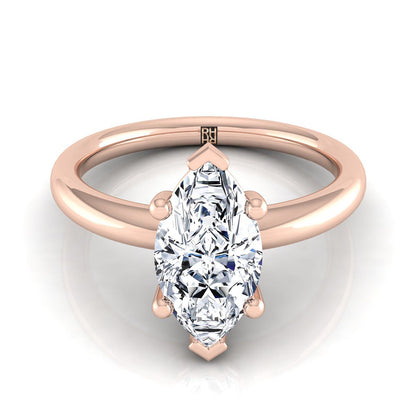 14K Rose Gold Marquise  Rounded Comfort Fit Solitaire Engagement Ring