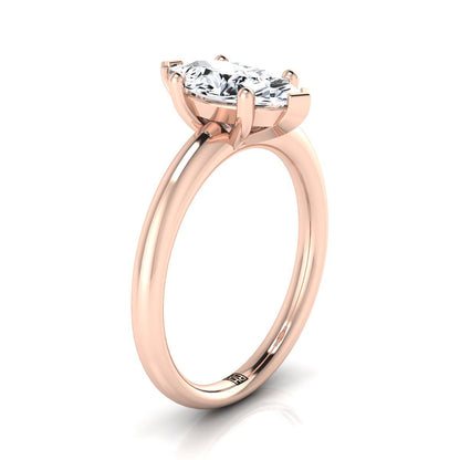 14K Rose Gold Marquise  Rounded Comfort Fit Solitaire Engagement Ring