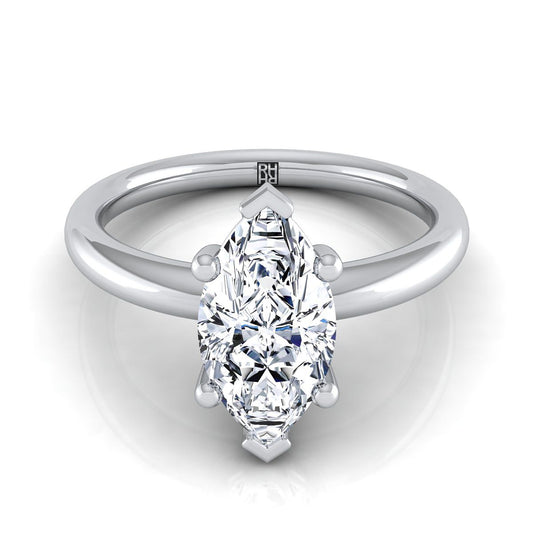 Platinum Marquise  Rounded Comfort Fit Solitaire Engagement Ring