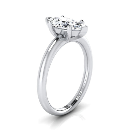 18K White Gold Marquise  Rounded Comfort Fit Solitaire Engagement Ring