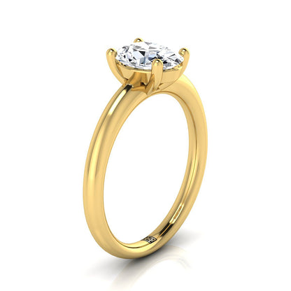 14K Yellow Gold Oval Rounded Comfort Fit Solitaire Engagement Ring