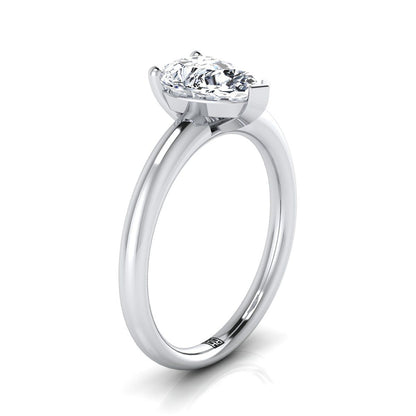 Platinum Pear Shape Center Rounded Comfort Fit Solitaire Engagement Ring