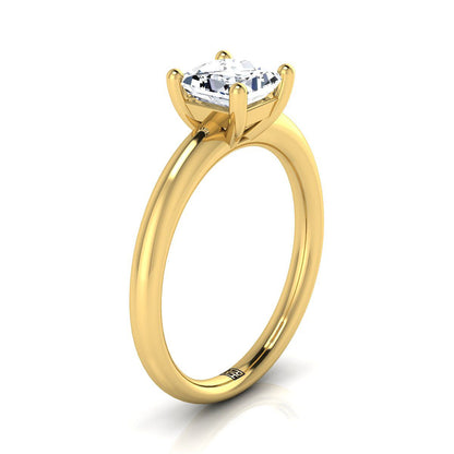 18K Yellow Gold Princess Cut Rounded Comfort Fit Solitaire Engagement Ring