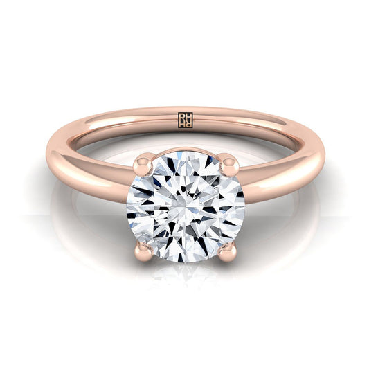 14K Rose Gold Round Brilliant Rounded Comfort Fit Solitaire Engagement Ring