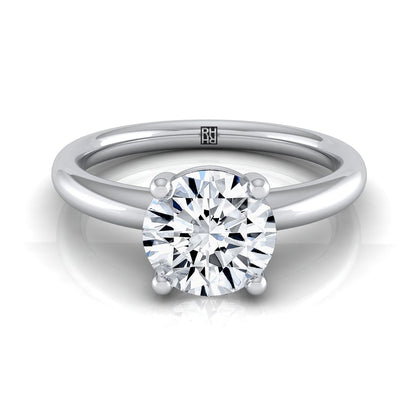 18K White Gold Round Brilliant Rounded Comfort Fit Solitaire Engagement Ring