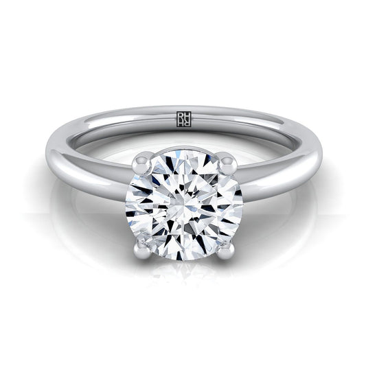 18K White Gold Round Brilliant Rounded Comfort Fit Solitaire Engagement Ring