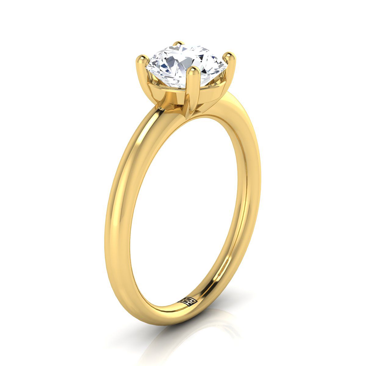 14K Yellow Gold Round Brilliant Rounded Comfort Fit Solitaire Engagement Ring