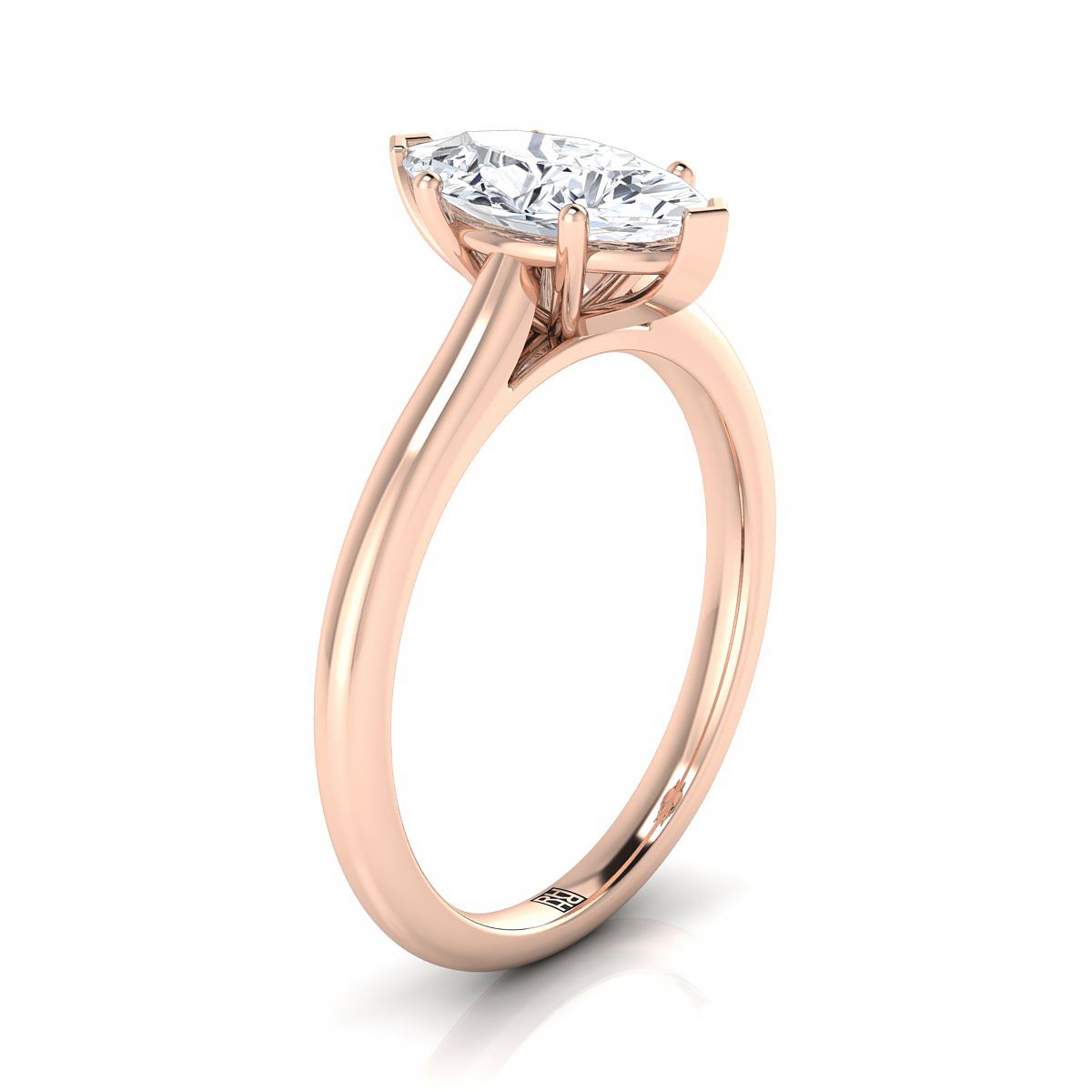 14K Rose Gold Marquise   Pinched Comfort Fit Claw Prong Solitaire Engagement Ring