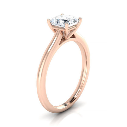 14K Rose Gold Princess Cut  Pinched Comfort Fit Claw Prong Solitaire Engagement Ring
