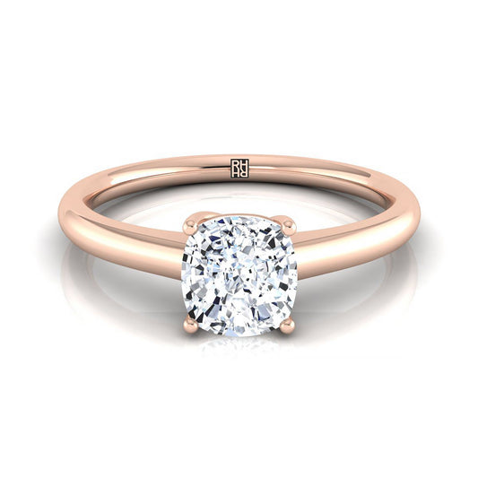 14K Rose Gold Cushion Contemporary Comfort Fit Solitaire Engagement Ring