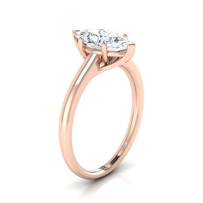 14K Rose Gold Marquise  Contemporary Comfort Fit Solitaire Engagement Ring