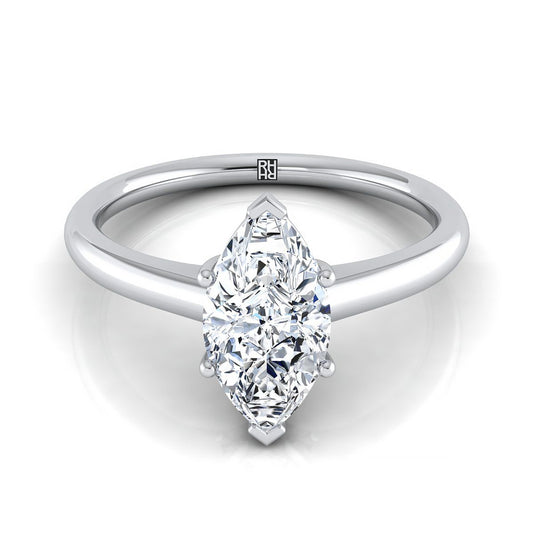14K White Gold Marquise  Contemporary Comfort Fit Solitaire Engagement Ring