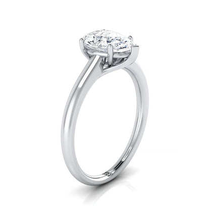 Platinum Pear Shape Center Contemporary Comfort Fit Solitaire Engagement Ring