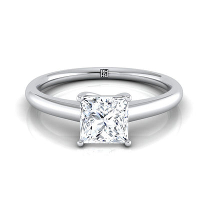 Platinum Princess Cut Contemporary Comfort Fit Solitaire Engagement Ring