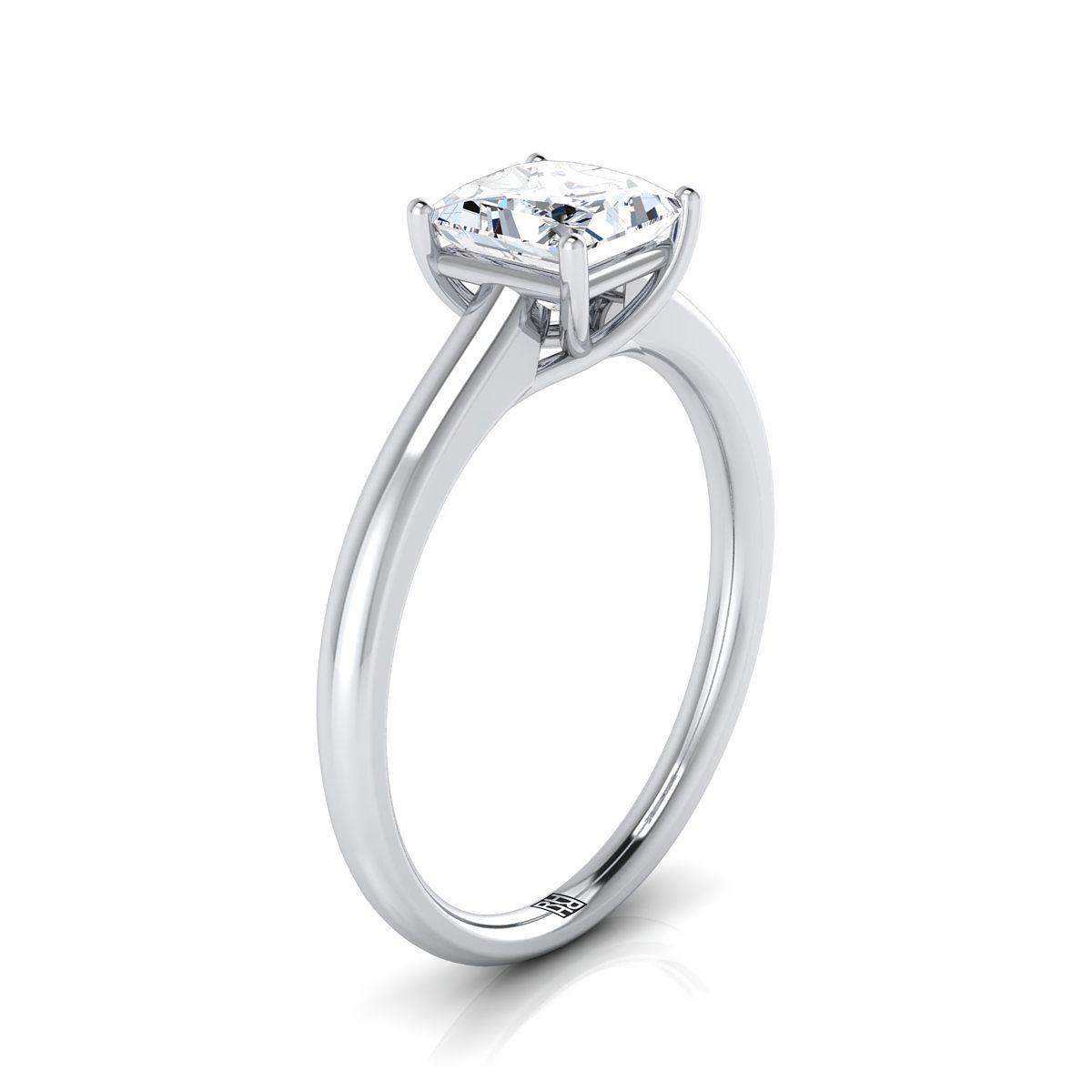 Platinum Princess Cut Contemporary Comfort Fit Solitaire Engagement Ring