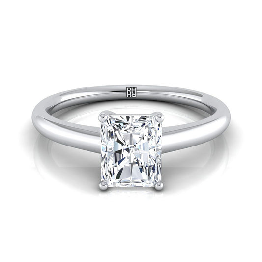 Platinum Radiant Cut Center Contemporary Comfort Fit Solitaire Engagement Ring