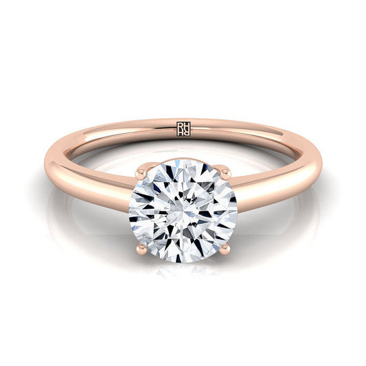 14K Rose Gold Round Brilliant Contemporary Comfort Fit Solitaire Engagement Ring