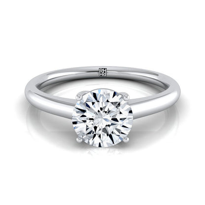 18K White Gold Round Brilliant Contemporary Comfort Fit Solitaire Engagement Ring